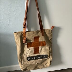 Mona B Tan and Brown Tote Bag